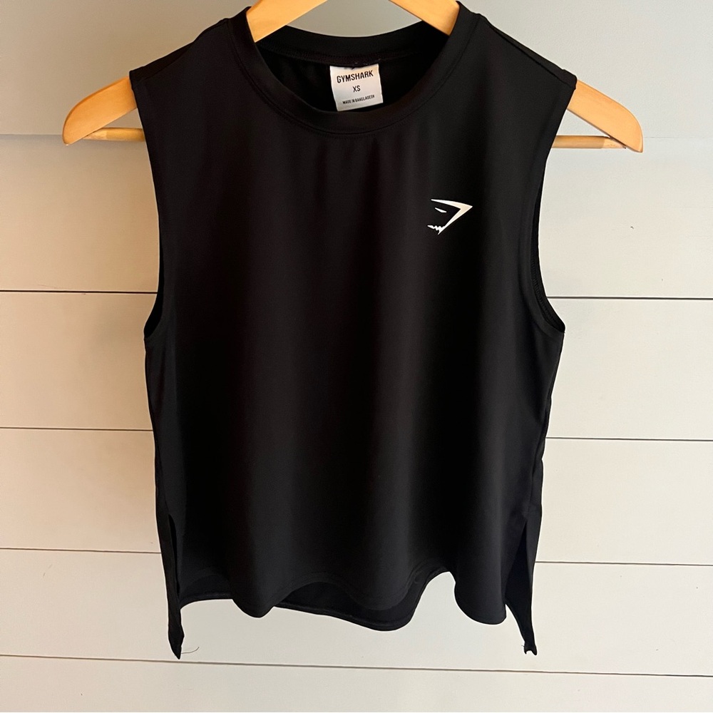 Gymshark Black Women's Sleeveless Tank Cropped with Side Slits XS